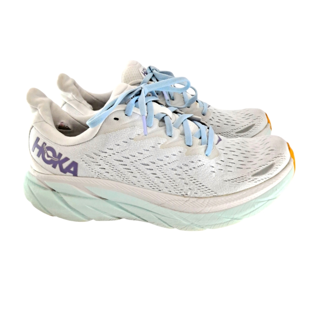 Hoka One One Womens Clifton 8 1119394 BDBW White Running Shoes Sneakers Size 8 B